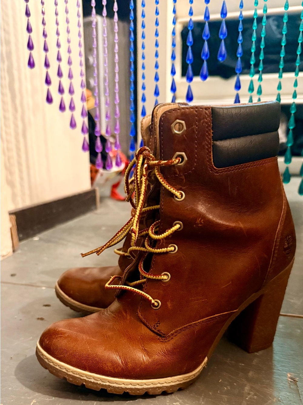 Timberland Brown Leather Lace-Up Heeled Ankle Boots